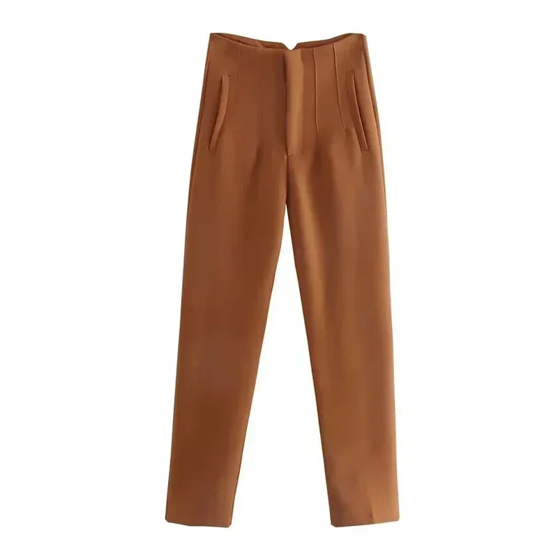 Muyer 2025 calças femininas de verão lápis calças de cintura alta para mulheres branco preto calças cortadas das mulheres streetwear calças de escritório