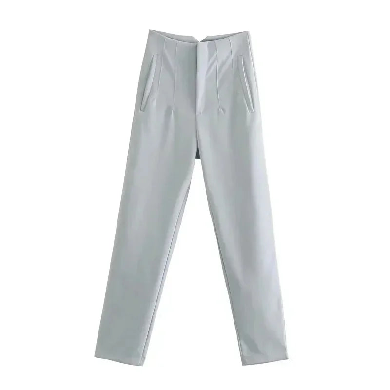 Muyer 2025 calças femininas de verão lápis calças de cintura alta para mulheres branco preto calças cortadas das mulheres streetwear calças de escritório