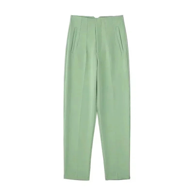 Muyer 2025 calças femininas de verão lápis calças de cintura alta para mulheres branco preto calças cortadas das mulheres streetwear calças de escritório