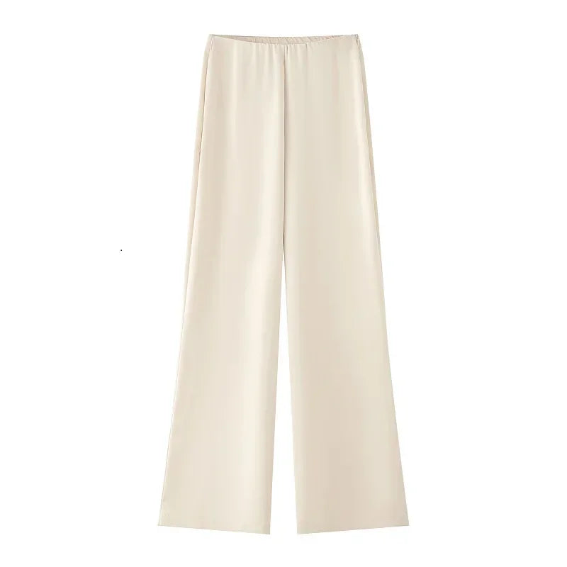 Muyer conjunto de calças de bolinhas femininas, 2 peças, cetim, cintura alta, calças femininas, espartilho, top crop, roupa de verão, calças femininas