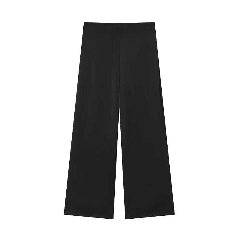 Muyer conjunto de calças de bolinhas femininas, 2 peças, cetim, cintura alta, calças femininas, espartilho, top crop, roupa de verão, calças femininas
