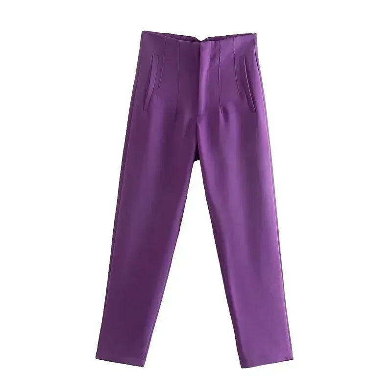 Muyer 2025 calças femininas de verão lápis calças de cintura alta para mulheres branco preto calças cortadas das mulheres streetwear calças de escritório
