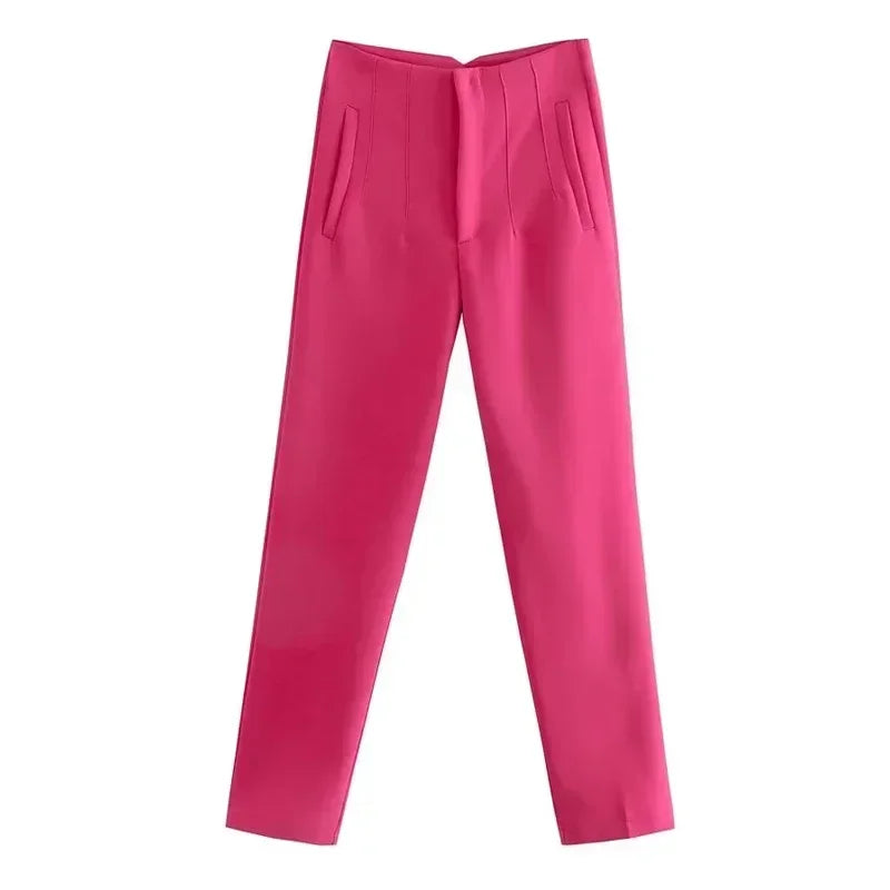 Muyer 2025 calças femininas de verão lápis calças de cintura alta para mulheres branco preto calças cortadas das mulheres streetwear calças de escritório