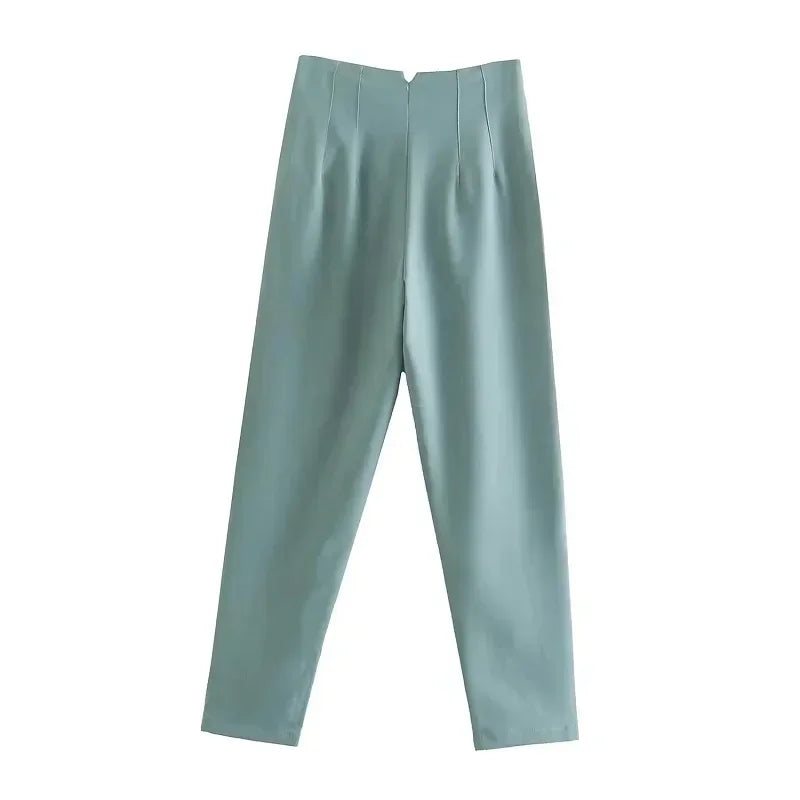 Muyer 2025 calças femininas de verão lápis calças de cintura alta para mulheres branco preto calças cortadas das mulheres streetwear calças de escritório