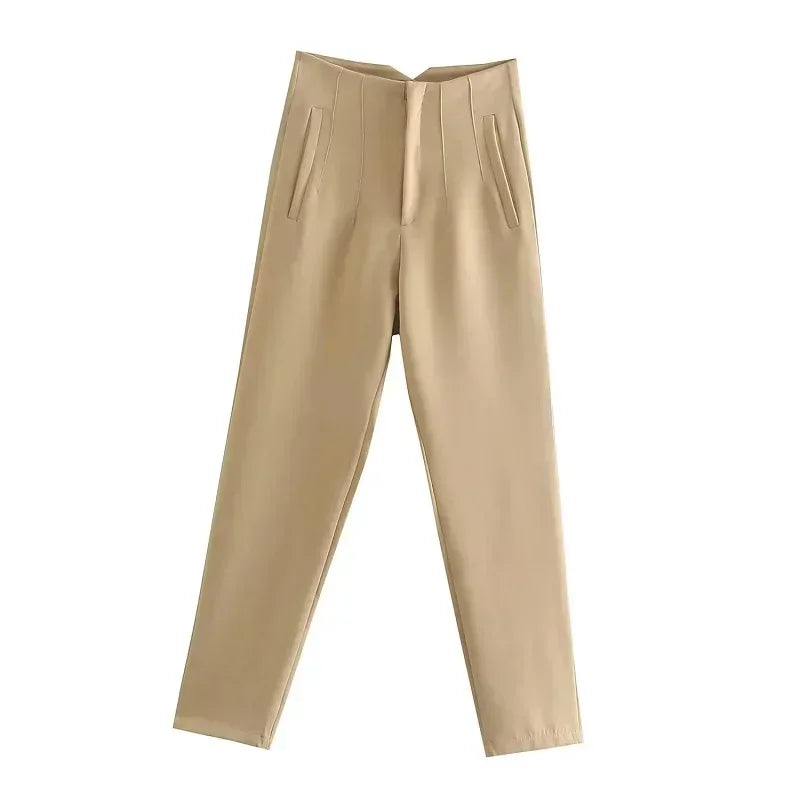 Muyer 2025 calças femininas de verão lápis calças de cintura alta para mulheres branco preto calças cortadas das mulheres streetwear calças de escritório