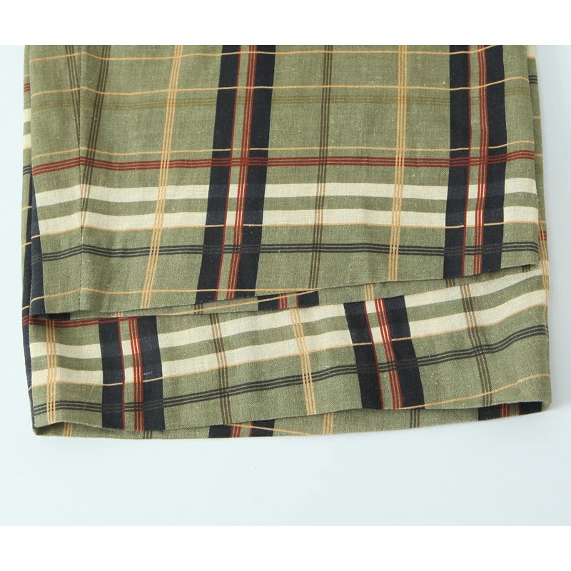 Muyer xadrez calças largas mulher casual calças de perna larga para mulheres meados de cintura oversize calças femininas vintage calças plissadas das mulheres