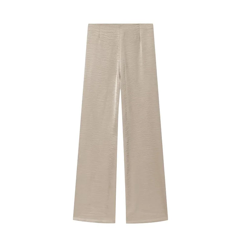 Muyer conjunto de calças de bolinhas femininas, 2 peças, cetim, cintura alta, calças femininas, espartilho, top crop, roupa de verão, calças femininas