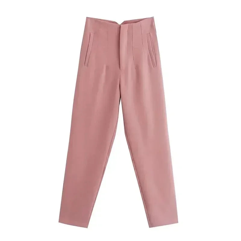 Muyer 2025 calças femininas de verão lápis calças de cintura alta para mulheres branco preto calças cortadas das mulheres streetwear calças de escritório