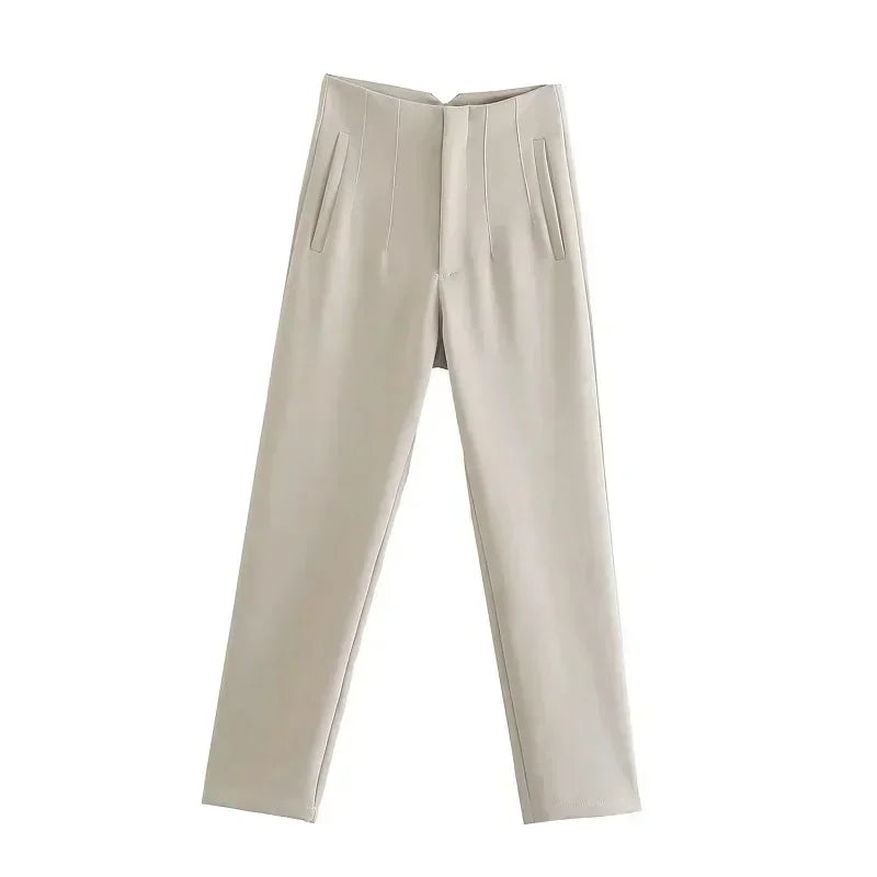Muyer 2025 calças femininas de verão lápis calças de cintura alta para mulheres branco preto calças cortadas das mulheres streetwear calças de escritório