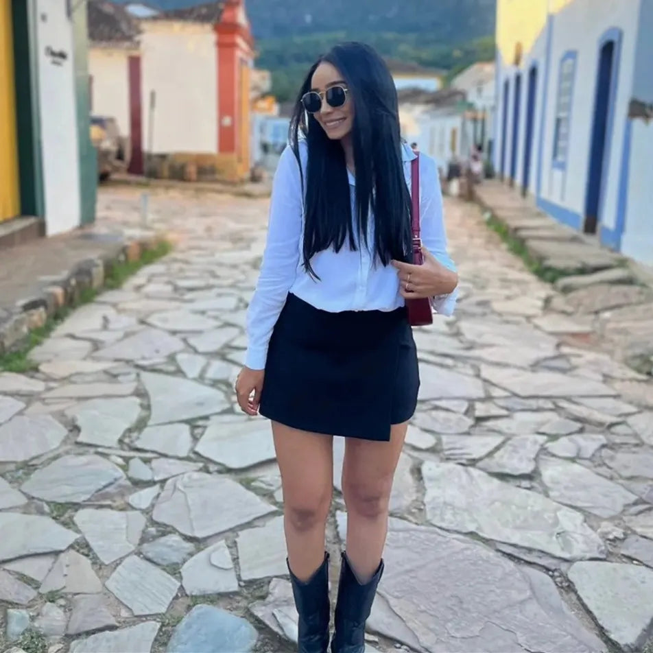 Saia-Shorts Assimétrica Noémie