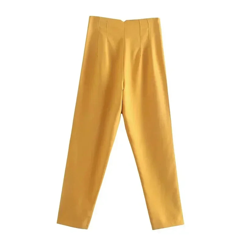 Muyer 2025 calças femininas de verão lápis calças de cintura alta para mulheres branco preto calças cortadas das mulheres streetwear calças de escritório