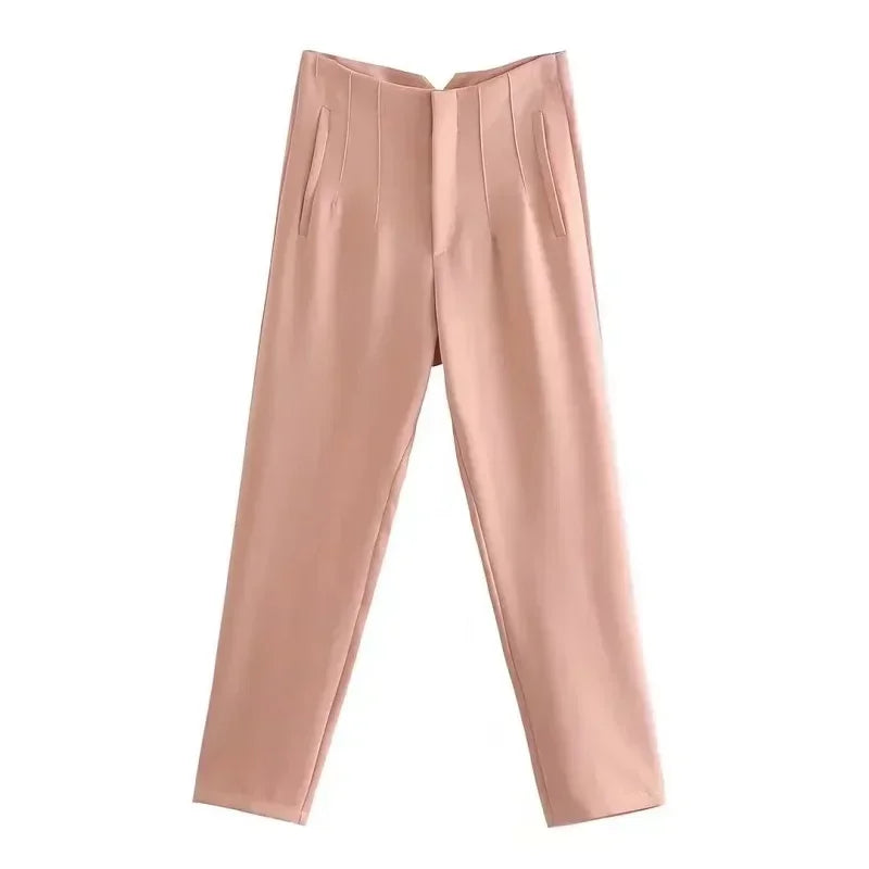 Muyer 2025 calças femininas de verão lápis calças de cintura alta para mulheres branco preto calças cortadas das mulheres streetwear calças de escritório