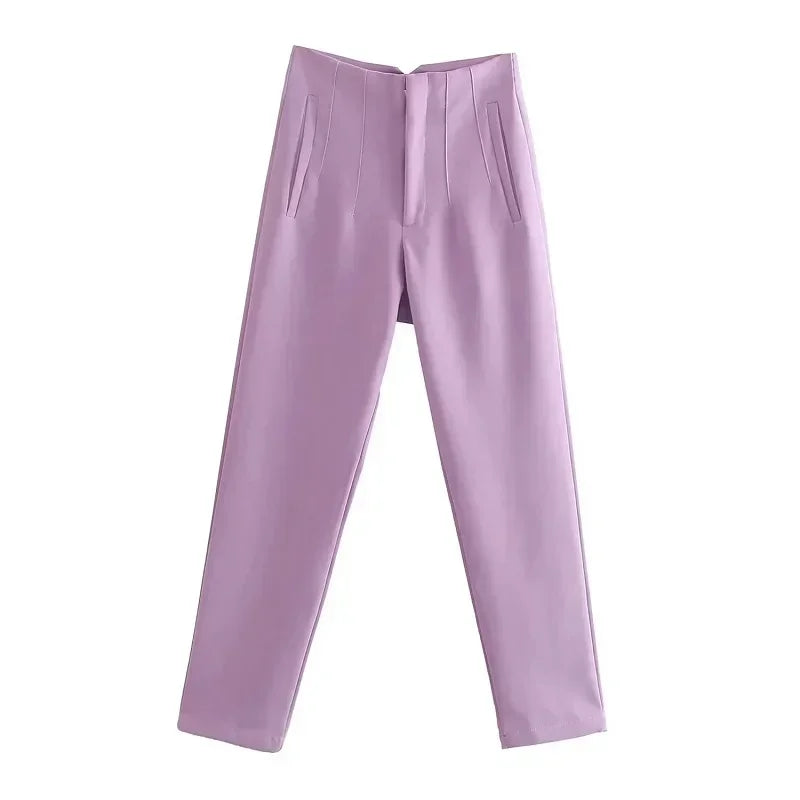 Muyer 2025 calças femininas de verão lápis calças de cintura alta para mulheres branco preto calças cortadas das mulheres streetwear calças de escritório